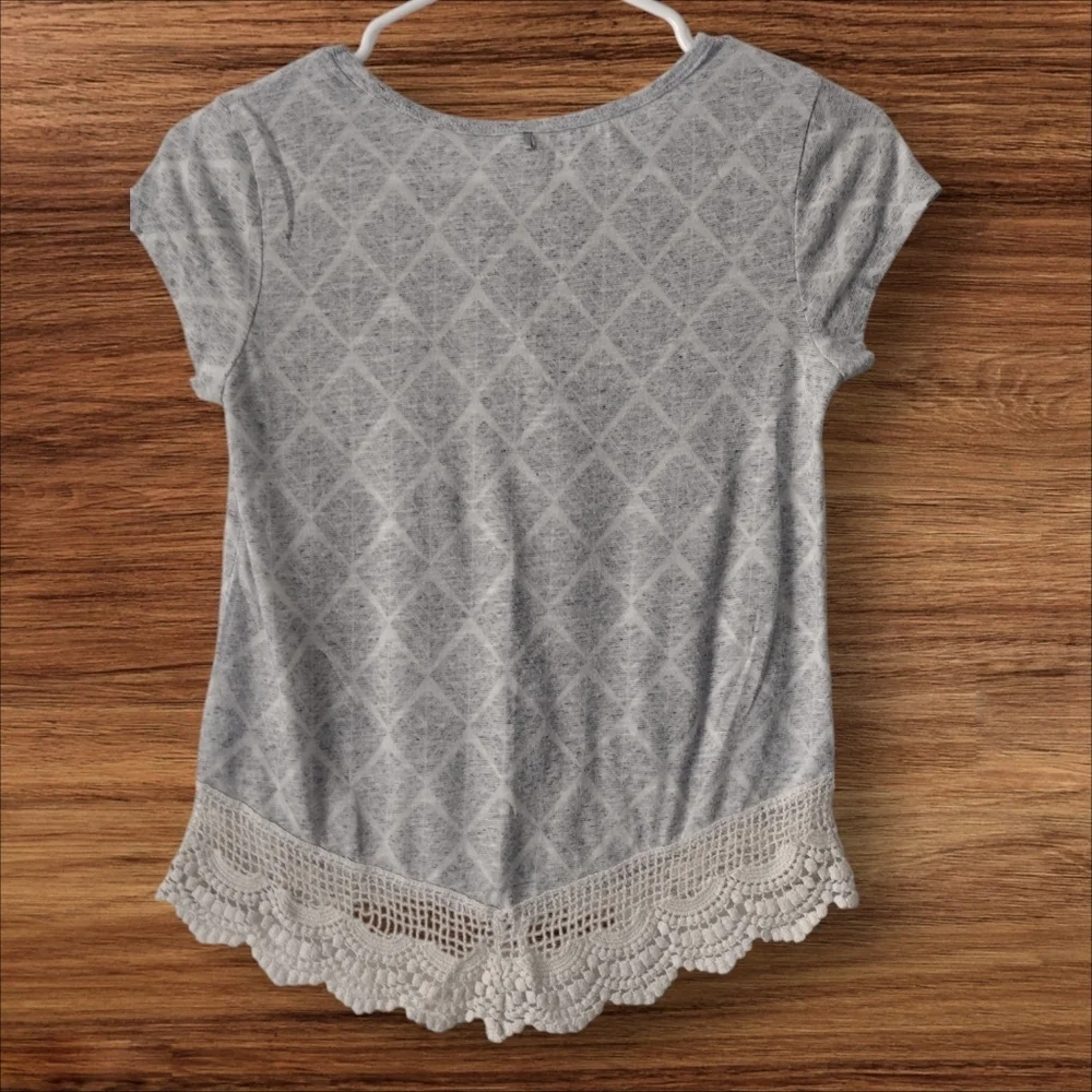 Girls Knit Works Gray Graphic Tee Suze XL